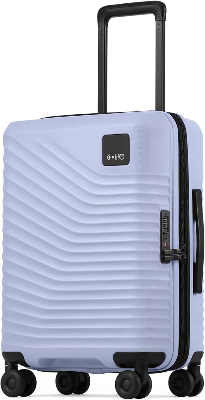 Coolife Carry On Luggage Expandable Hardside Upgrade PC Durable Lightweight Travel Suitcases with Dual Spinner Wheels & TSA Lock (Light Purple, Carry-On 20-Inch)