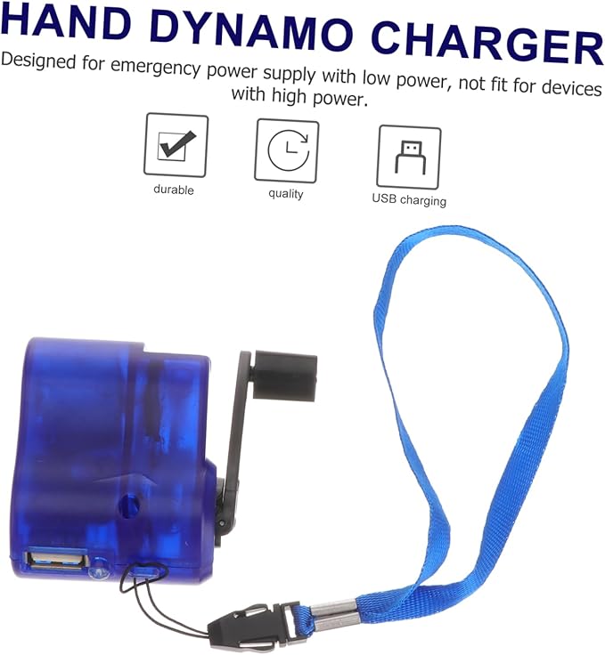 Housoutil 5pcs Hand Crank USB Charger Emergency for Cell Phone Power Bank Mix Connectors USB Cable