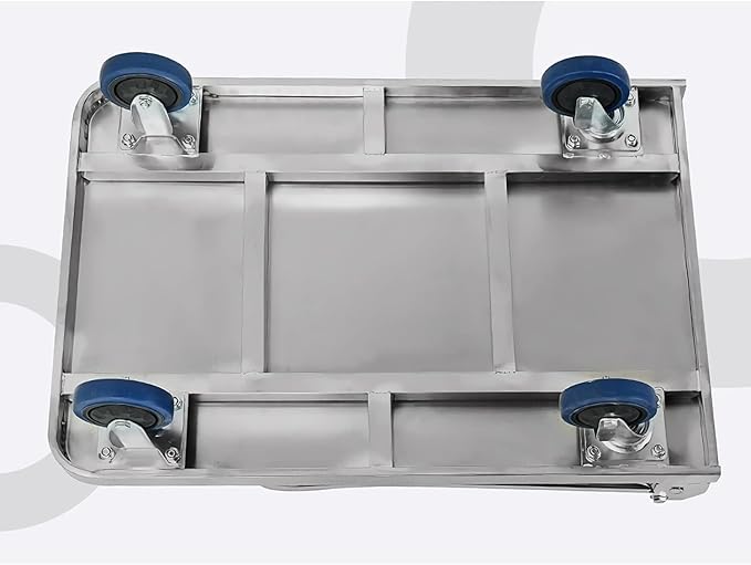 Foldable Push Hand Cart Stainless Steel Platform Truck Foldable Handle Thicken Panel for Luggage Tools Appliances Transport High Bearing Capacity Push Cart Dolly Cart,304