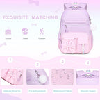 DIGOBAY Backpack for Girls, 3PCS Girls Backpack for School with Lunch Bag Pencil Case, Cute Kids Teens Bookbag for Kindergarten Elementary Preschool Middle School