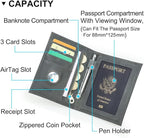 CONTACTS Full Grain Leather Passport Holder RFID Blocking Travel Passport Wallet Compatible with Airtag Passport Cover Case with 4 Cards Slots, Coin Pocket (Gray)