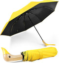 Compact Small Umbrellas for Rain&Sun, Cute Design Duck Head Umbrella for Girls Gifts, 8 Ribs Folding Umbrella with Wooden Handle