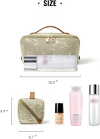 EACHY Travel Makeup Bag,Large Capacity Cosmetic Bags for Women,Waterproof Portable Pouch Open Flat Toiletry Bag Pattern Makeup Bag (F-Green-Large)