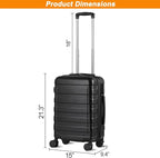 SUPER DEAL 21 Inch Carry On Luggage with Spinner Wheels, Expandable Hardside Suitcase Height Adjustable Durable Rolling Luggage with Porable Handle and Side Feet for Business Trips and Travel, Black