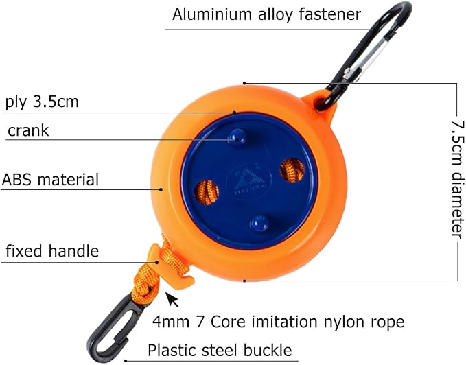 Retractable Camping Clothesline, Adjustable Travel Laundry Rope, Heavy Duty Washing Line with 20 Clothespins & 10 Stoppers for Indoor/Outdoor, Camping, Travel, Courtyard, 33ft (Orange 26ft)