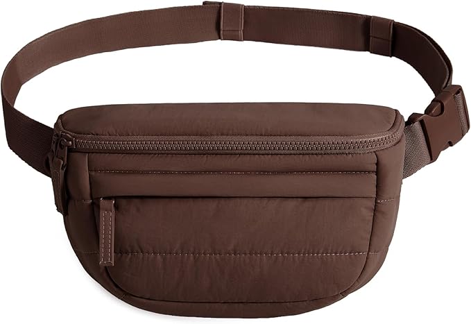 BAGSMART Fanny Packs for Women Cross Body, Lightweight Puffy Belt Bag with Multi Pockets Quilted Purse for Traveling Hiking Coffee