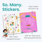 Into The Forest 500+ Kids Sticker Book by Cupkin Toddler Airplane Travel Activity Coloring and Sticker Book, Road Trip Essentials, 12 Coloring Pages 12 Scenes for Ages 2–8 Years