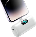 Mini Portable Charger for iPhone,Upgraded 5000mAh PD Fast Charging Battery Pack,LCD Display Cute Power Bank Portable Phone Charger for iPhone 14/14 Pro Max/13/13 Pro/12 Pro/11/XS/XR/X/8/7/6-White