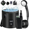 Spopal Portable Shower for Camping, Rechargeable Camping Shower with Collapsible Bucket with Handle 20L Intelligent LED Display, 4 Spray Modes, Outdoor Shower Kit for Hiking, Travel, Car, Pet 【Black】