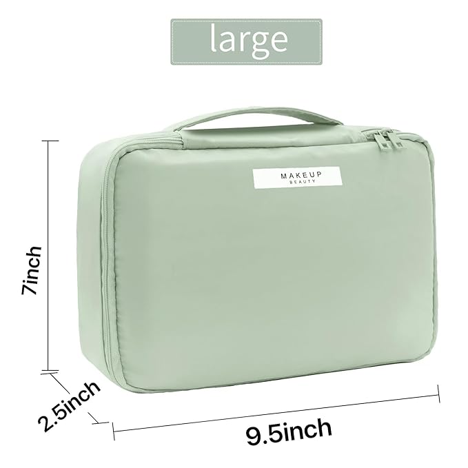 Queboom Travel Makeup Bag Cosmetic Bag Makeup Bag Toiletry bag for women and men (Green)