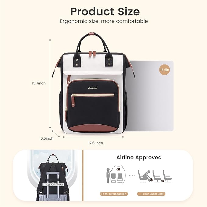 LOVEVOOK Laptop Backpack for Women Work Bag with Large Capacity Cup Side Pocket, 15.6 Inch Waterproof Computer Backpacks (Dark-blue, 15.6INCH)