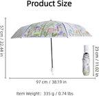 Chesoon Clear Folding Umbrella with Windproof Surface Automatic Opened Compact Design 8 Fiberglass Ribs for Girls/Women