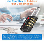 Forge Dual-Opening: Key or Combination Access Lock, Use Key to Recover Code If Forgotten, TSA Approved Locks for Luggage, Pelican case, Travel, Gym, School, Stainless Steel Shackle.(Black 6 Pk)
