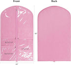 Univivi Dance Costume Bags Garment Bag 40 Inch Hanging Clothes for Dance Competitions, with 3 Medium Clear Zipper Pockets for Dance Costumes, Closet Storage (Pink) - 12 Pack