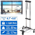 Japard Folding Carrying Cart, Luggage Cart with 2 Wheels One Way, Compact for Travel Trolley School with Bungee Cord for Light Duty 22lbs
