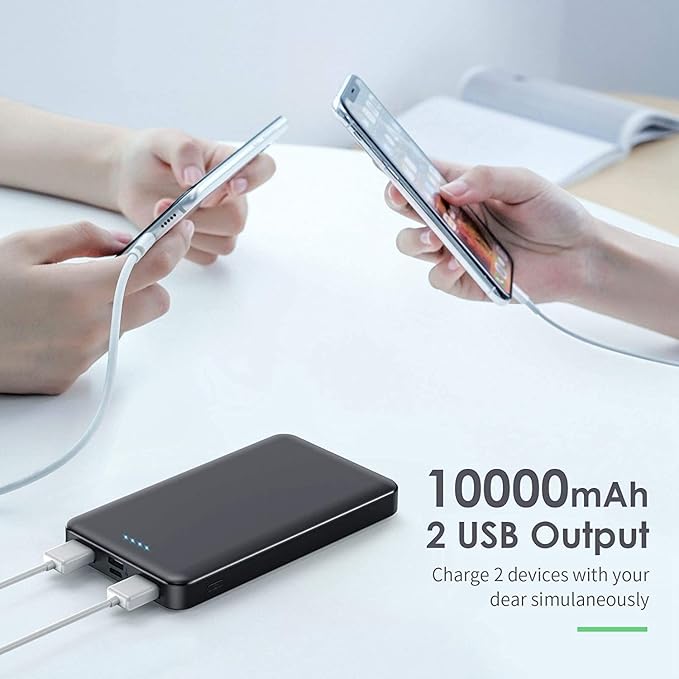 [2 Pack]Portable Charger Power Bank 10000mAh,Slimmer USB C in&Out Fast Charging Portable Phone Charger,Travel Essentials Backup External Battery Pack for iPhone 17/16/ 15/14/13/12,Galaxy S24,Android