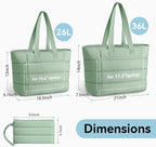 Puffer Tote Bag with Pouch,Women's Lightweight Quilted Shoulder Bag,15.6"/17.3" Laptop Travel Weekender for Work & Nurses