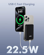 Miady Magnetic Portable Charger Power Bank for iPhone 10000mAh, 15W MagSafe-Compatible Wireless Portable Charger, 22.5W USB-C Charging Battery Pack for iPhone 17/16/15/14/13/12