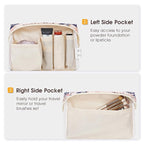 Narwey Small Makeup Bag for Purse Mini Cosmetic Bag Travel Makeup Pouch Zipper Pouch Cute Make up Bags with Compartments for Women Girls (Beige Flamingo, Small)
