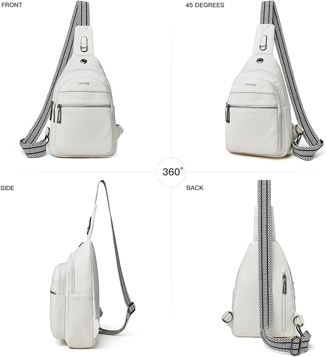 LATMAP Sling Bag For Women Faux Leather Small Casual Daypack Backpack Fanny Pack Crossbody Chest Bags Purse