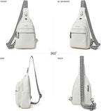 LATMAP Sling Bag For Women Faux Leather Small Casual Daypack Backpack Fanny Pack Crossbody Chest Bags Purse