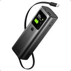 sharge Retractable 165 Power Bank with Built-in Cable 165W Total Output 20000mAh Power Bank 3-Port Fast Charging, Smart Digital Display, High Capacity External Battery Pack for Laptop, iPhone 17