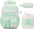 DIGOBAY Backpack for Girls, 3PCS Girls Backpack for School with Lunch Bag Pencil Case, Cute Kids Teens Bookbag for Kindergarten Elementary Preschool Middle School (Green)