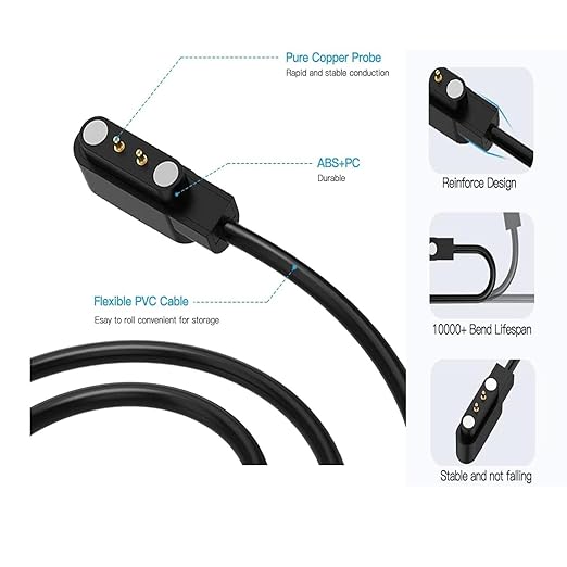 Acediar [2-Pack] 3.3FT Smart Watch Charger Magnetic USB Charging Cable for Letsfit Willful YAMAY SW023 ID205L SW021 ID205U ID205S SW025 Uwatch 3S