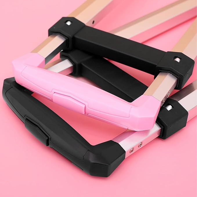 Rolling Backpack Trolley Cart with Stair-Climbing Quiet Wheels,Foldable Aluminum Frame,Adjustable Handle,Large 77 lbs Capacity–Fits Travel Bags,Book Bags,Shopping–Pink,No Edge Guard