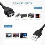 Smays 5-Pack USB Extension Cord Bulk, Male to Female, 5 ft USB-A 2.0 Extender Cable