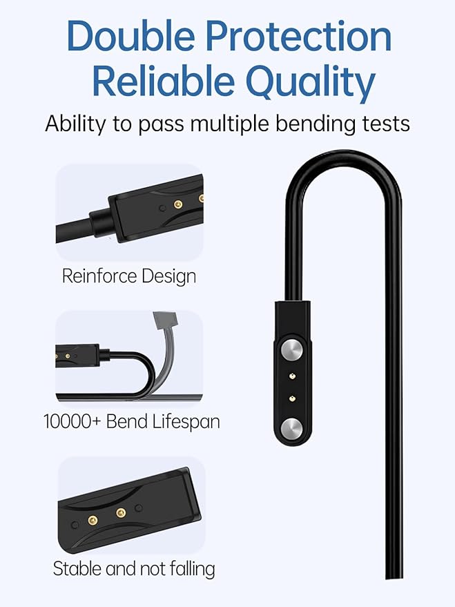 2 Pack Charging Cable for IOWODO W60 Smartwatches for Men Women,Magnetic USB Charging Cable Replacement Charger Compatible,2 Pack.