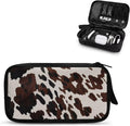 Cow Print Electronic Organizer Travel Cable Organizer Storage Bags for Data Cables, USB C Charger, SD Card, Hard Drive, Charging Cord, Mouse, Power Bank