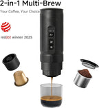 HIBREW H4C Classic - Portable Electric Espresso Machine, USB-C Rechargeable Coffee Maker with Removable Battery, Compatible with Ground Coffee & NS Capsules, Travel & Home(Black)