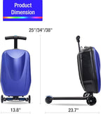 2-in-1 Ride-On Scooter Suitcase for Kids & Adults, 20” Foldable Hardshell Carry-On Luggage for Travel, Lightweight Kids Scooter Bag with Wheels