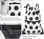 draw string back bag, Large Gym Sports string backpack for men and women with front zipper pocket(football pattern)
