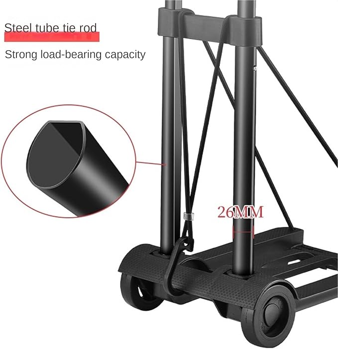 Portable Folding Hand Truck - Movable Platform La Cart with 2 Wheels, Dolly for Travel & Moving - Lightweight Handcart Trolley for Easy Transport