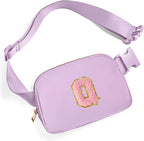 Gitus Initial Belt Bag Fanny Pack Crossbody Bag for Girls Birthday Gifts Age 8-10 Teen Girl Gifts Trend Stuff Personalized Letter Gifts for Daughter Sister (Lavender-Q)