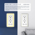 Outlet Extender with Night Light, Surge Protector Wall Mount with 6 AC Outlets and 3 USB Ports (1 USB C), Multi Plug Outlet Splitter, Dorm Room Essentials for Home, Office, Travel, FCC Listed