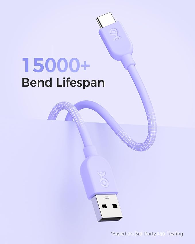 Cable Matters 3-Pack Short USB A to USB C Cable 3ft in Orange Blue Purple, Support Apple CarPlay, Android Auto, USBA to USBC Charging Cable for iPhone 16/15 Pro Max Plus, Galaxy S23