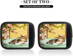 2 Pack Luggage Handle Wrap with Travel Tags - Non-Slip Protective Cover Soft Handle Grips Covers for Suitcase(Flower Cat Bath)