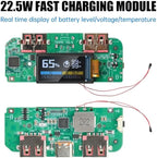 USB 22.5W Fast Charging Step-Down Converter Power Bank Module with PD QC FCP VOOC Protocols Type-C and Dual USB Ports TFT Display Multiple Safety Protection