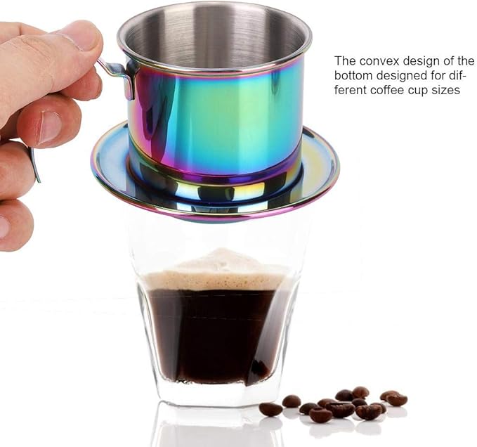 Fdit 304 Stainless Steel Coffee Pot, Pour Over Coffee Dripper with Reusable Filter 7.5cm Inner Diameter Portable Drip Coffee Maker for Home Office Travel