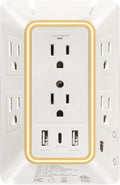 Outlet Extender with Night Light, Surge Protector Wall Mount with 6 AC Outlets and 3 USB Ports (1 USB C), Multi Plug Outlet Splitter, Dorm Room Essentials for Home, Office, Travel, FCC Listed