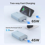NOBIS Portable Charger, 20000mAh 65W Power Bank with 4 Output Ports, PD QC Fast Charging Travel Essential External Battery Pack for Laptop, MacBook, Phone, Pad (Blue)
