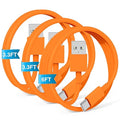 3-Pack Orange [3.3FT+3.3FT+6FT] USB A to USB C Cable，USB to USB C Cable，Car Carplay Cable for iPhone 17 16 15 Pro Plus Pro Max Air，for Galaxy S25, for iPad, for MacBook and More
