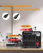 LVYUAN Voltage Transformer Converter 2000 Watt Step Up/Down Convert from 110-120 Volt to 220-240 Volt and from 220-240 Volt to 110-120 Volt with 2 US outlets, 2 Universal outlets