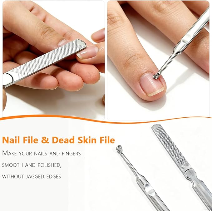 Nail Clippers Set 7 Pcs, Stainless Steel Toenail & Fingernail Clipper Set, Portable Travel Mens Nail Cutter, Manicure Grooming Kit for Men, Women, Gift Ideas (Brown)