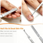 Nail Clippers Set 7 Pcs, Stainless Steel Toenail & Fingernail Clipper Set, Portable Travel Mens Nail Cutter, Manicure Grooming Kit for Men, Women, Gift Ideas (Brown)