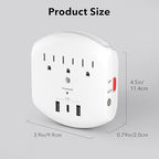 BN-LINK 3-Outlet Extender, Multi Plug Outlets with 3 USB Ports (3.4A Total), Dusk-to-Dawn Sensor Night Light, Surge Protector with Top Phone Holder, for Traveling, Home, School, Office