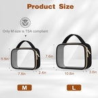 Wedama Clear Toiletry Bag, 3 Pack Clear Makeup Bags with Handles, PVC Cosmetic Bags for Women and Men, Large Opening Toiletry Bags, Black